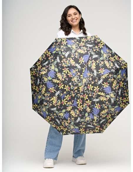 Купить зонт женский Fulton R348-4104 OrchidsBlack в Надежная Джинса