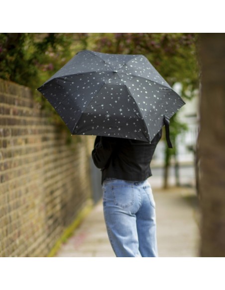 L501-4409 GlitterStarsblack (Блестящие звезды) Зонт женский механика Fulton
