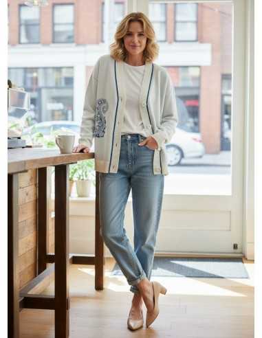 Кардиган Pantamo МD197P (бело-голубой)