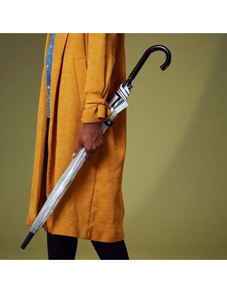 L041-090 BlackWhite (ЧерныйБелый) Зонт женский трость Fulton