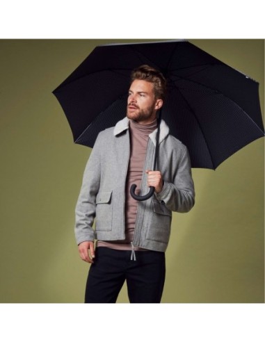 G451-2162 BlackSteel (Черный с серым) Зонт мужской трость автомат Fulton