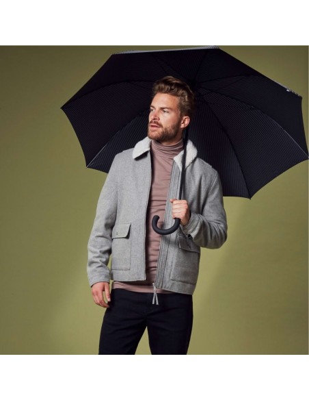 G451-2162 BlackSteel (Черный с серым) Зонт мужской трость автомат Fulton