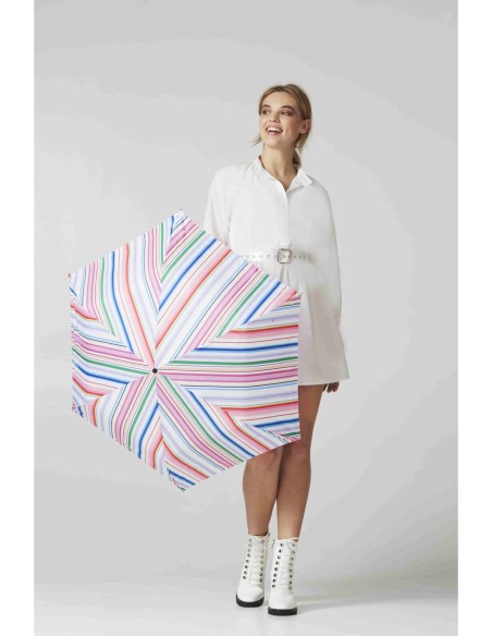 L902-4031 FunkyStripe (Разноцветные полоски) Зонт женский механика Fulton