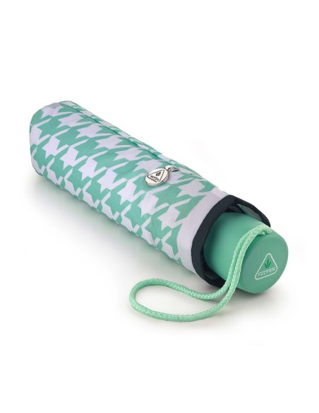 L354-4374 MintyHoundstooth (Зеленая гусиная лапка) Зонт женский механика Fulton