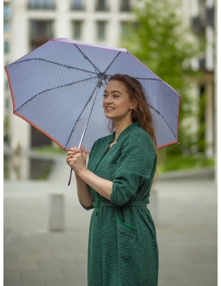 L354-4416 HoundstoothRedBorder (Гусиная лапка) Зонт женский механика Fulton