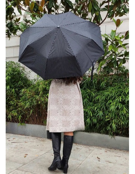 G818-4504 Chelsea-2 City Stripe Black Grey Зонт мужской автомат Fulton